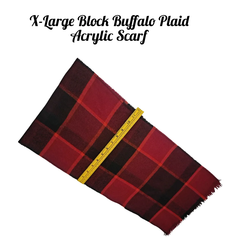 Buffalo Plaid Acrylic Scarf - Red and Black X-Large Block